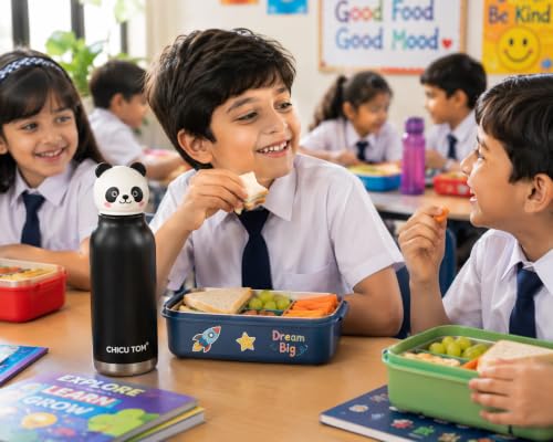 Image of 480ml Stainless Steel Sipper Water Bottle with Straw | Leakproof Animal Sipper Bottle | Reusable Drinking Bottle for School, Travel & Daily Use (Panda)