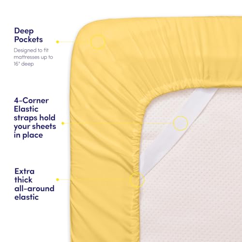 Image of 1500 Supreme Collection King Sheet Sets Yellow - Luxury Hotel Bed Sheets and Pillowcase Set for King Mattress - Extra Soft, Elastic Corner Straps, Deep Pocket Sheets, King Yellow