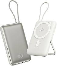 Mobile Battery, 15,000 mAh, Large Capacity, MagSafe Compatible, No Cable Required, Wireless Charger, MagSafe Charger, 15 W Magnetic Charging, 3 Devices Simultaneously Charging, PD22.5 W Fast Charging