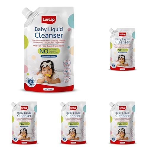 Image of LuvLap Baby Liquid Cleanser Refill pack- 1000ml, For cleaning feeding bottle, cutlery, toys, fruits & vegetables, Kills 99.9% Germs, pH Balanced Dermatologically tested formula, No harsh chemicals