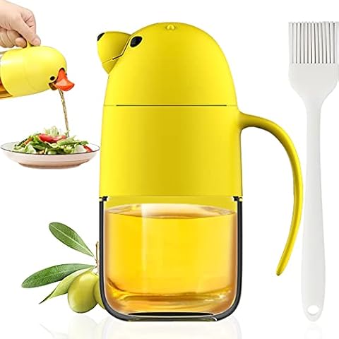 Glas-Ölspender-Flasche für die Küche, 540 ml Öl- und Essigflasche mit Silikon-Backpinsel Cover