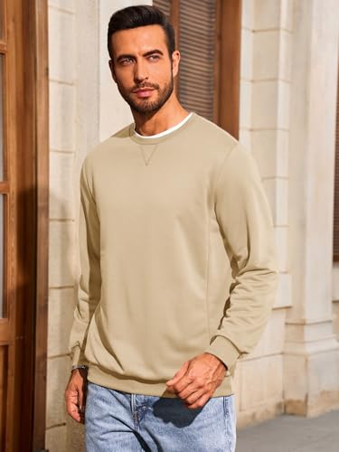 Runcati Mens Crewneck Sweatshirt Casual Long Sleeve Lightweight Fashion Basic Pullover Sweatshirt4