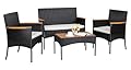 JAMFLY Patio Furniture Set 4 Piece Conversation Set Outdoor Wicker Rattan Chairs Backyard Pool Garden Porch Balcony Patio Loveseat with Cushions and Table, Black/Beige
