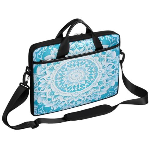 Maletín para laptop con patrón mandala azul étnico 15 pulg miniatura 1