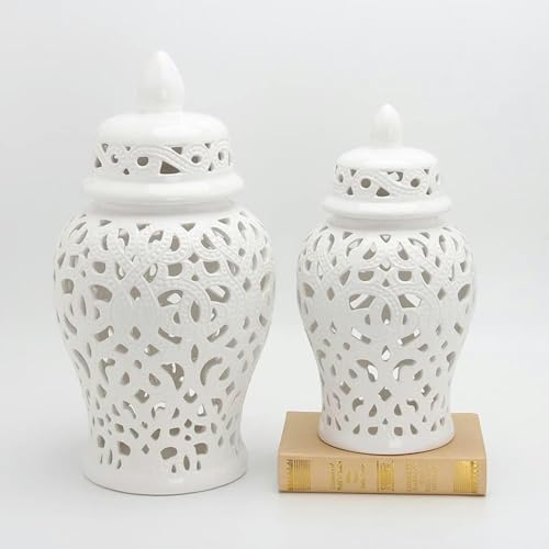 Pot de gingembre rétro blanc vase décoration maison en céramique - 7