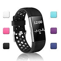POY Replacement Bands Compatible for Fitbit Charge 2, Adjustable Breathable  Wristbands with Air Holes Straps