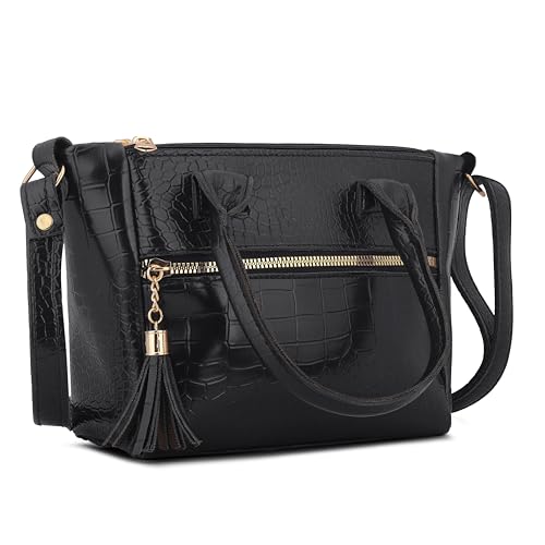 Image of AVERAA Women Handbag Combo Set (Medium + Mini) Croco Texture Faux Leather