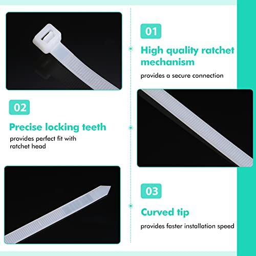 100 Pcs Zip Ties Cable Ties Heavy Duty Wire Ties Zip Ties For Indoor And Outdoor Binding Fences, Awnings Tying, Branches Bundling Of Crops (White, 24 Inch) #TOP4