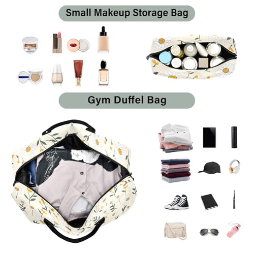 Large Travel Duffel Bag Sports Tote Gym Bag Overnight Weekender Bags Cosmos Flowers Carry On Luggage with Toiletry Bags4