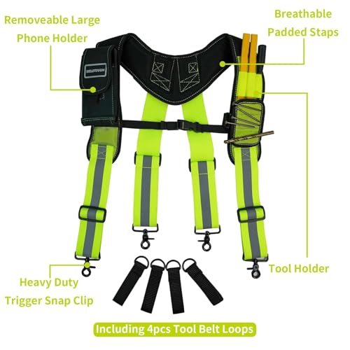 Image of MELOTOUGH Magnetic Tool Belt Suspenders with Magnetic WristBand for Work Belt Padded Suspenders Constrcution