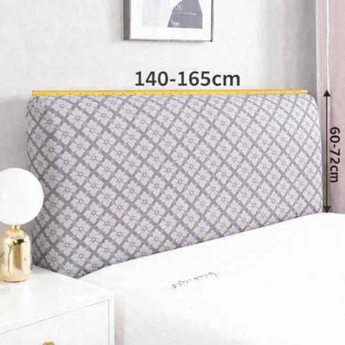 Image of HOMETHREADS 200 GSM Stretchable Jacquard Headboard Cover | Soft, Dust-Proof & Wrinkle-Resistant Bed Back Protector | Fits Leather, Wooden & Fabric Bedsides | for 5ft to 5.5ft |(Grey, 150x65Cm)