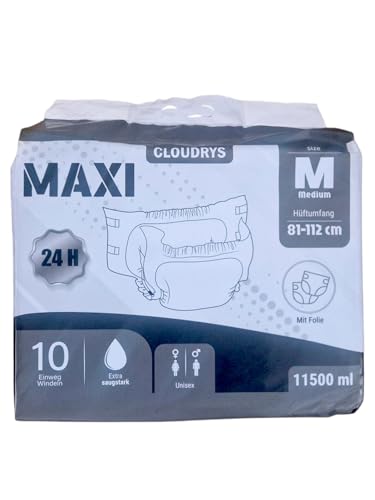 Cloudrys Windeln für Erwachsene mit Folie 11500 ml Gr M (schwarz)