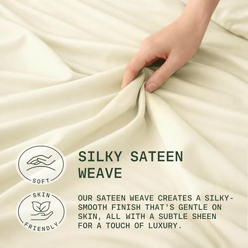 Image of TRUE BAMBOO Sheets Set King Size - Silky Soft Luxe 4 Piece Bed Sheets with Breathable & Moisture-Wicking Fabric - 16 inch Deep Pocket with Corner Straps