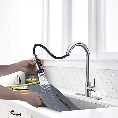 Kitchen Faucet, Single Handle Stainless Steel Kitchen Sink Faucet with Pull Down Sprayer, Pull Out Kitchen Faucets, Faucets for Kitchen Sinks