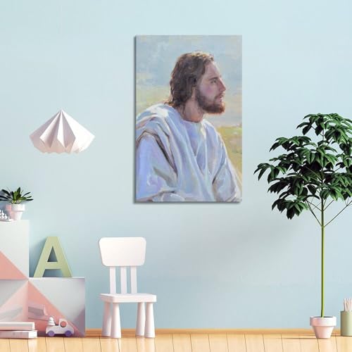 Poster chrétien de profil QXYUIN sur toile de 30x45cm avec cadre