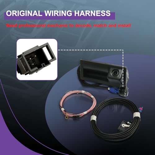 Image of Car Reverse Backup Rear View Camera W /Cable Set 56D827566A Replacement for VW Tiguan 2008-2014 Passat B7 Jetta 2011-2014 Touareg RCD510 /RNS510 /RNS315 /RCD310