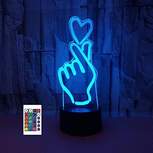 3D Liebevolle Hand Finger Herz Optische Illusion Lampen Große 16 Farbe Ändern Acryl Touch Tisch Schreibtisch Nachtlicht mit USB-Kabel für Kinder Schlafzimmer Geburtstagsgeschenke Geschenk Cover