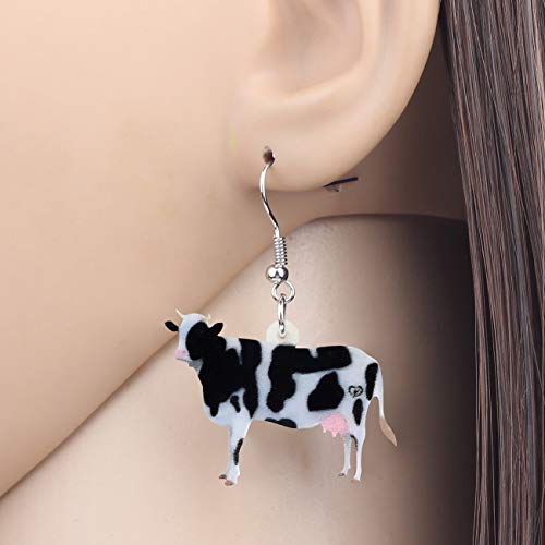 Newei Acrylic Anime Dairy Cattle Cow Earrings Drop Dangle Farm Animal Jewelry For Women Girl Gift Charm #TOP1