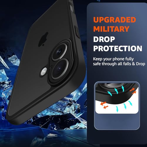 Image of Amozo for iPhone 16 Plus Back Case Cover | Defence Series Matte Camera & Drop Protection Back Cover Case for iPhone 16 Plus (Polycarbonate|Black)