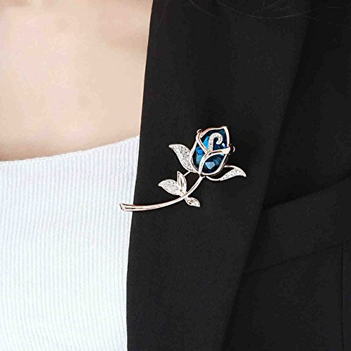 Grtdrm Created Rhinestone Crystal Brooch, Classy Rose Flower Fashion Pin Gift For Women Girls (Rose Gold-White) #TOP2