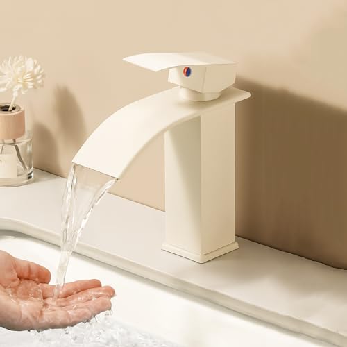 Robinet de lavabo cascade en laiton mitigeur eau chaude et froide blanc laiteux