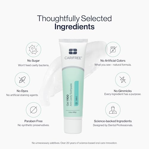 Image of CariFree Gel 1100 (Mint) Anti-Cavity Fluoride Toothpaste with Nano Hydroxyapatite, Cavity Prevention and Enamel Protection, Dentist Recommended for Kids and Adults, 2.40 oz.