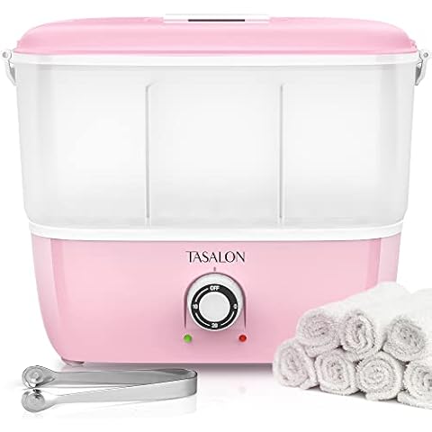 TASALON Hot Towel Steamer for Facials, Hot Towel Warmer Quickly Heats Up in 5 Minutes, Portable Towel Machine Fits 16 Mini Towels, Salon Equipment Towel Warmer for Facials, Spa, Massage, Pink Cover