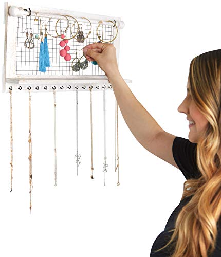 SoCal Buttercup Jewelry Organizer with Bracelet Rod (Farmhouse White)