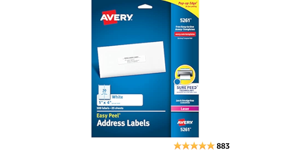 Amazon.com : Avery Easy Peel Printable Address Labels with ...
