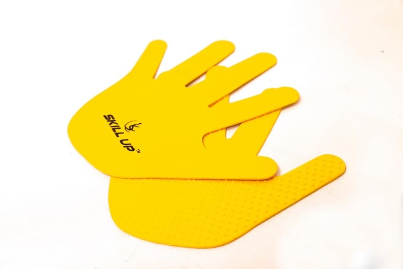 Skill Up Spot Marker Hand Non Slip TPR Rubber, Hand for Kids and Adults, Sequence Marker Hand/Hand Flat Markers for Football, Tennis, Badminton, Cricket, Hand for Speed & Agility (1 Pair, Yellow)