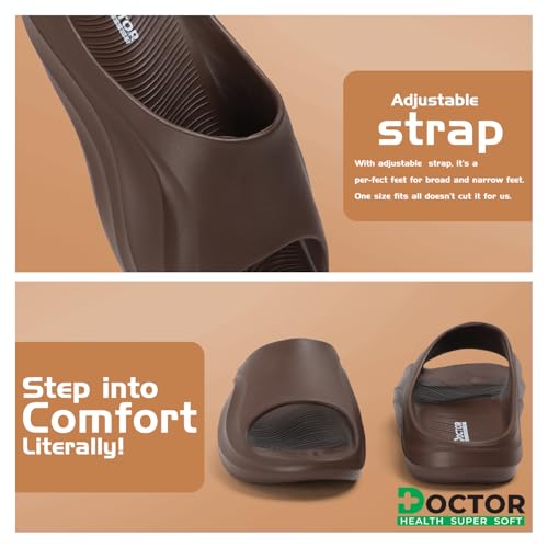 Image of DOCTOR HEALTH SUPER SOFT Men's Double Buckle Slide Sandals | Lightweight Cushioned EVA Slippers | Anti-Slip Comfortable Open Toe Casual Slides for Indoor Outdoor Everyday Wear