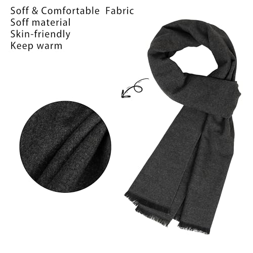 Mens Winter Soft Warm Solid Cashmere-Tassel-Feel-Scarves Chunky Long Scarves for Cold Weather 11.8 * 70.8 inch - Image 5