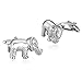 KnSam Accessori per Uomo Acciaio Inossidabile Gioielli Elefante Ambulante Gemelli Argento 2.5X1.5Cm