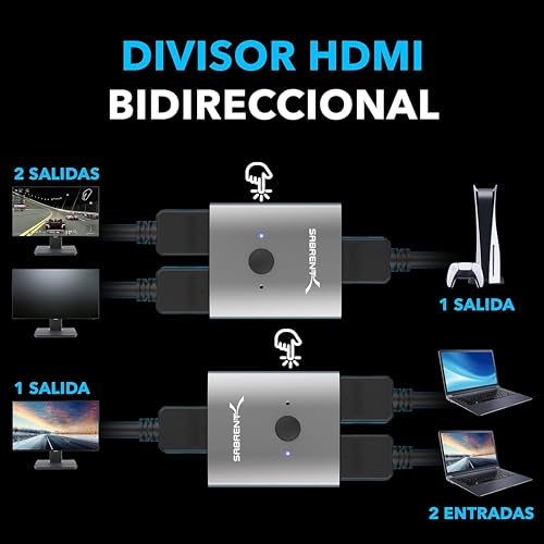 Miniatura 3 de Sabrent Hdmi Switch Splitter 4k 60hz Hdmi 2.0 Bidireccional Soporta 4k 3d 1080p Para Xbox, Ps4 5, Hdtv Blu-Ray, Nintendo Switch, Apple Y Windows Ordenadores Y Más Da-Hsw2
