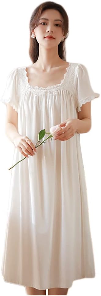 Sharebeauty Victorian Princess Style Cotton Nightgown for Women Vintage Palace Sleepwear