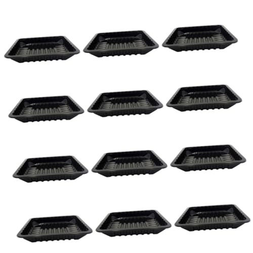 minkissy 12 Pcs Freshness Keeping Tray Plastic Storage Container for Seafood Lightweight and Portable Disposable Packing Box with Sealing Capability for Beef and Mutton Random Color