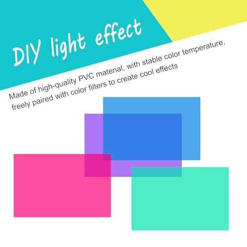 9 Stück Universal Gele Beleuchtung Farbfilter, Farbfolien Gel Farbige Farbfilm Folie Transparent Farbfilterfolie Farbkorrektur Farbfilter Folie Hitzebeständige Folie für Lampe Scheinwerfer
