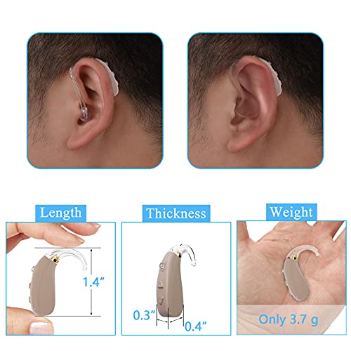 Banglijian Rechargeable Hearing Aid for Moderate to Severe Hearing Loss Ziv-206 for Seniors Adults with Noise Reduction Adaptive Feedback Cancellation-Two Types of Sound Tubes(Two Units)