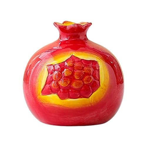 Jarrón de Granada, jarrones Rojos, jarrón rústico de cerámica | 8,5 cm/3,3 Pulgadas Artesanal Ornamento, Maceta hidropónica Decorativa para decoración de Mesa de corazón