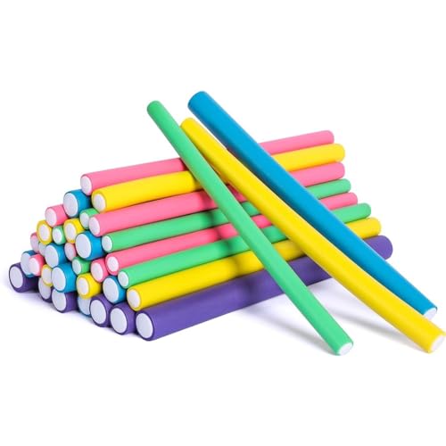 10 bigoudis en mousse flexible,diamètre 14 mm x longueur 240 mm, Bigoudis Flexible Mousse Torsadée, Rouleaux Permanente Boucles flexibles pour Femmes Les Filles Cheveux Court et Long,Couleur aléatoire