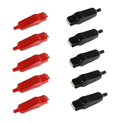 QMseller 10-Pack 20A Insulated Alligator Clips Electric Circuit Test Testing Crocodile Clamps(5 Red+5 Black)