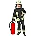 Produktbild Kostüm Feuerwehr Junge Uniform Feuerwehrmann Anzug Fasching (140, Schwarz)
