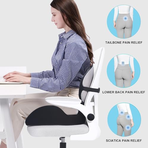 Lexeme X Large Memory Foam Seat Cushion Lumbar Support Pillow For Sciatica & Tailbone Pressure Relief Coccyx Pad For Office Chair thumb #3