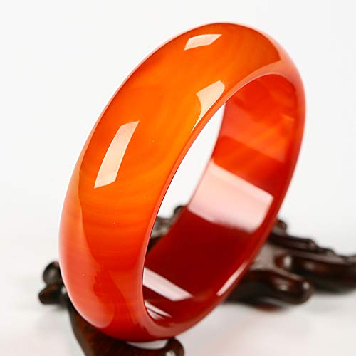 Bracelet Jonc Rouge en Agate Naturelle Fengshui Chinois pour Femme avec BoîTe,58-59mm