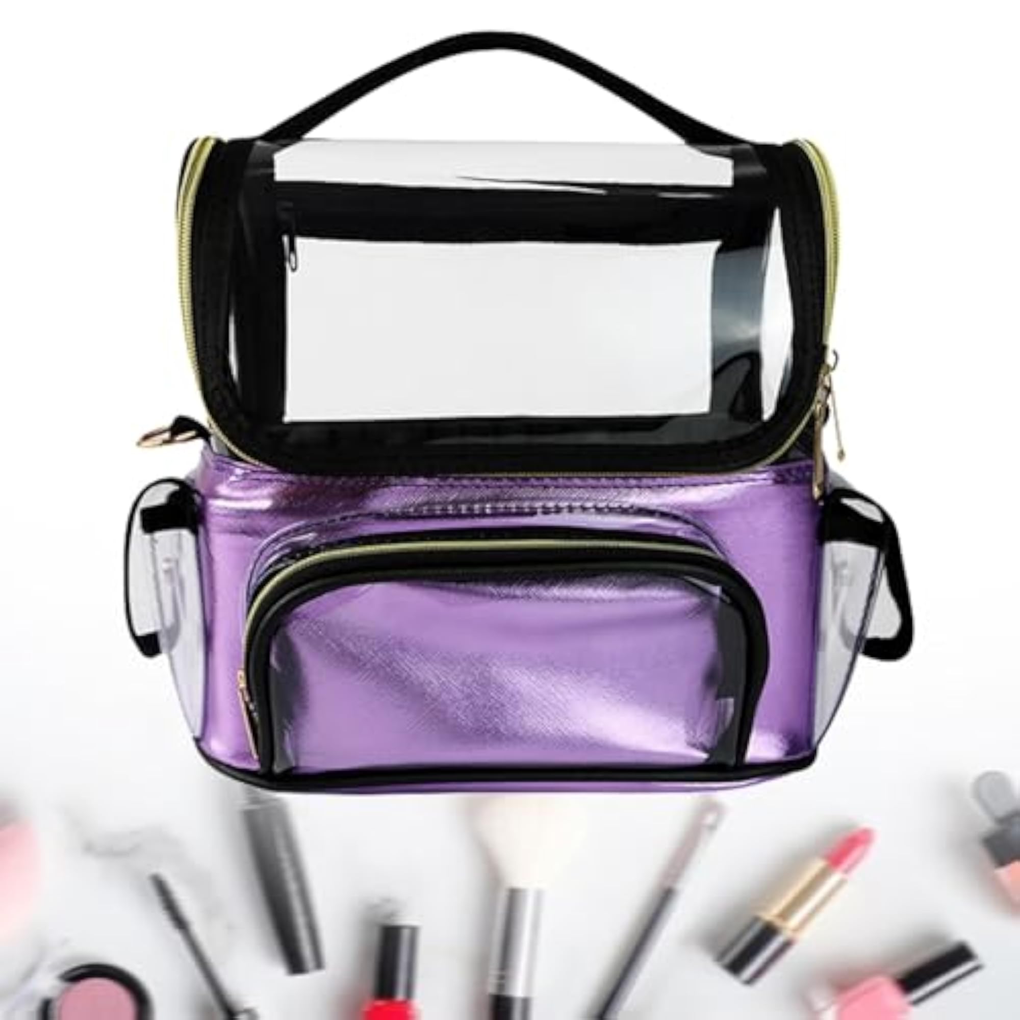 Professional Purple Makeup Brush Case with Handle