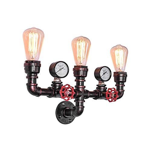 Wasserrohr Retro Lichter Wohnzimmer Wandlampe Rustikale Kerze Wandleuchte Industrial Vintage Kupfer Eisen Rohr E27 Pendelleuchte Schlafzimmer Küchenlampe Wandleuchten Keine Lichtquelle,3 bulbs Cover