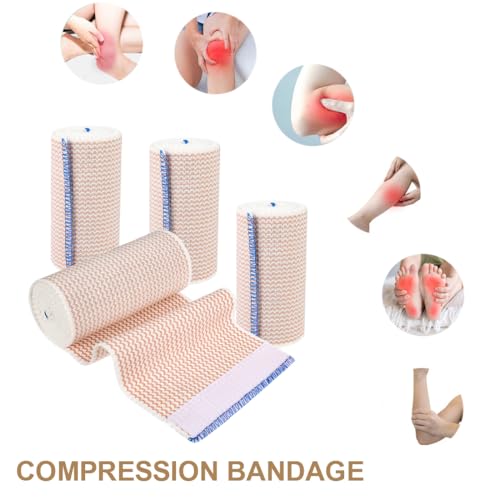 4 Stück Premium Elastische Bandage 10cm Kompressionsbinde Elastikbandage Bandage Sportbandage Stützbandage Sportbinde Sportzubehör
