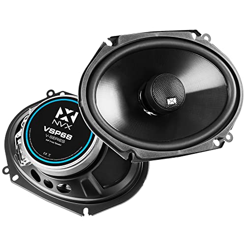 NVX® VSP68 6×8 / 5×7 Premium Car Speakers, 600W Max, 200W RMS, 2-Way Coaxial w/ 1″ Silk Dome Tweeters & Built-in X-Overs, Easy to Install in Cars/Trucks/Doors (Pair)