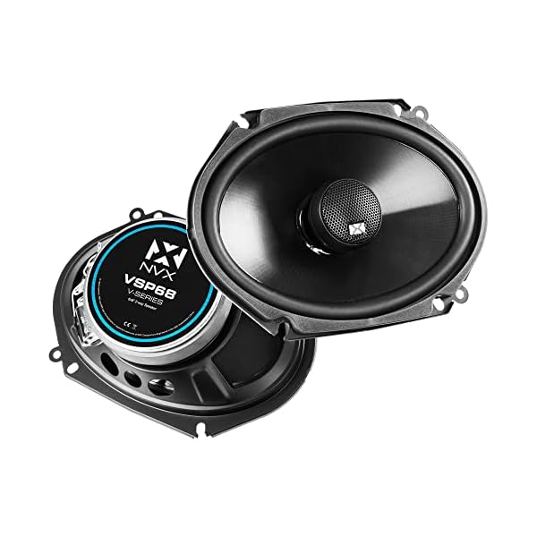 NVX® VSP68 6×8 / 5×7 Premium Car Speakers, 600W Max, 200W RMS, 2-Way Coaxial w/ 1″ Silk Dome Tweeters & Built-in X-Overs, Easy to Install in Cars/Trucks/Doors (Pair)