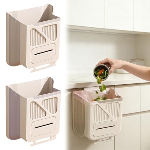 Caneca de basura plegable para puerta de gabinete, beige miniatura 4